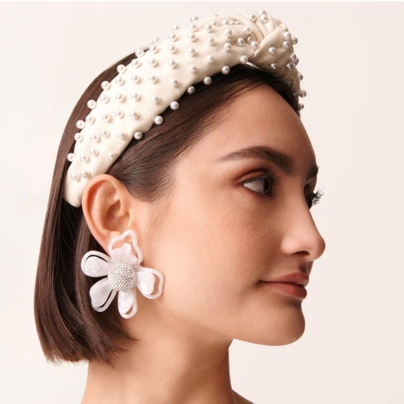 LELE SADOUGHI IVORY WOVEN PEARL HEADBAND Wedding Authentic New - Picture 1 of 13